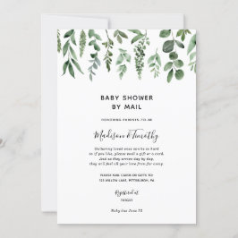 Watercolor Greenery Baby Shower by Mail Einladung