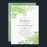 Watercolor Greenery Bat Mitzvah Einladung<br><div class="desc">Trendy grüne Blätter Fledermaus mitzvah Einladung mit eleganter Handschrift Typografie entwickelt,  um schnell und einfach auf Ihre Event-Besonderheiten angepasst werden.</div>