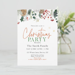 Watercolor Greenery Christmas Party Einladung