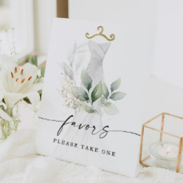 Watercolor Greenery Gold Bridal Shower Favors Sign Sockelschild