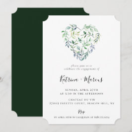 Watercolor Greenery Herzengagierungsparty Einladung