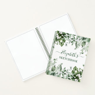 Watercolor Greenery Ivy Ferns Sage Sketchbook Notizbuch