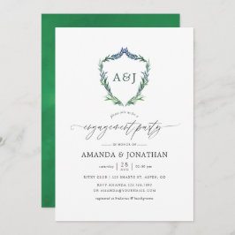 Watercolor Greenery Laurel Wappen Engagement Party Einladung