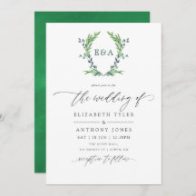 Watercolor Greenery Laurel Wappen Monogram Wedding