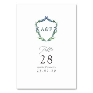 Watercolor Greenery Laurel Wappen Monogram Wedding Tischnummer