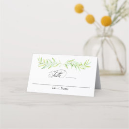 Watercolor Greenery Laurel Wreath Wedding Platzkarte