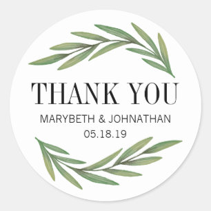 Watercolor Greenery Leaf Wedding Danke Sticker