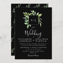 Watercolor Greenery Leaf Wreath Wedding Einladung