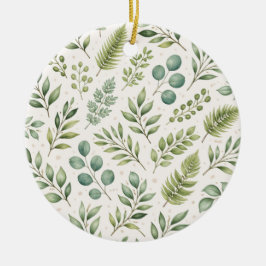 Watercolor Greenery Pattern | Botanical Leaves  Keramik Ornament