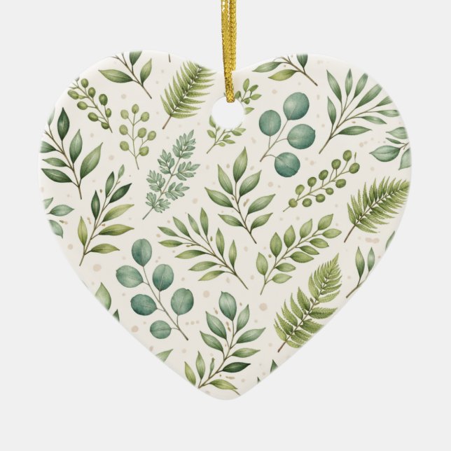 Watercolor Greenery Pattern | Botanical Leaves  Keramik Ornament (Vorne)