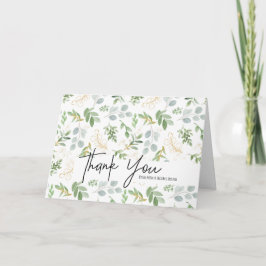 Watercolor Greenery Personalized Thank You Card Dankeskarte