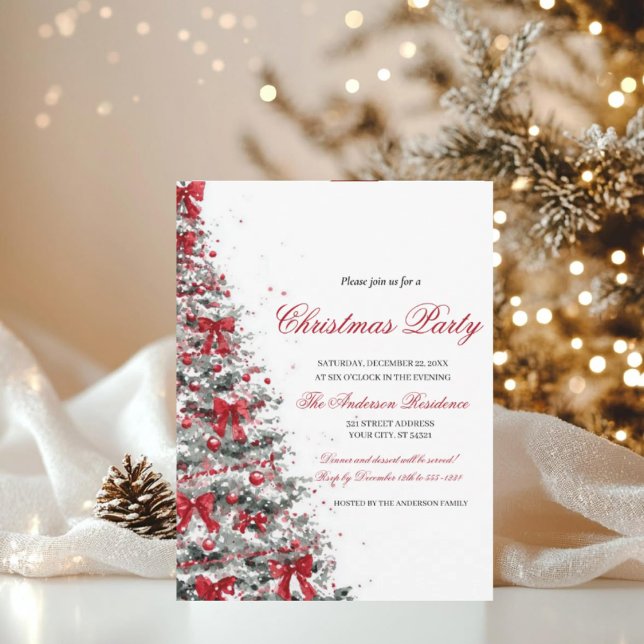 Watercolor Greenery Red Berries Christmas Party Einladung (Von Creator hochgeladen)