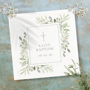 Watercolor Greenery Taufe Christening Serviette