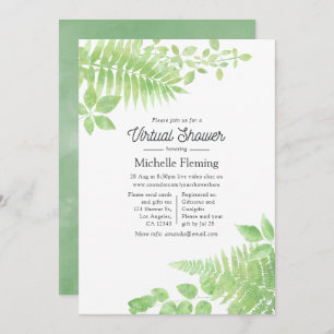 Watercolor Greenery Virtual Baby Shower Einladung