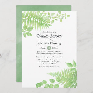 Watercolor Greenery Virtual Bridal oder Babydusche Einladung