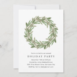 Watercolor Greenery Wreath Corporate Holiday Party Einladung