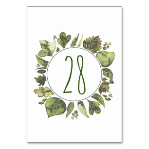 Watercolor Greenery Wreath Wedding Tischnummern