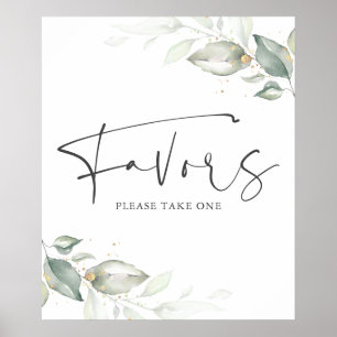 Watercolor-Grün und Goldene Blätter Geschenke Schi Poster