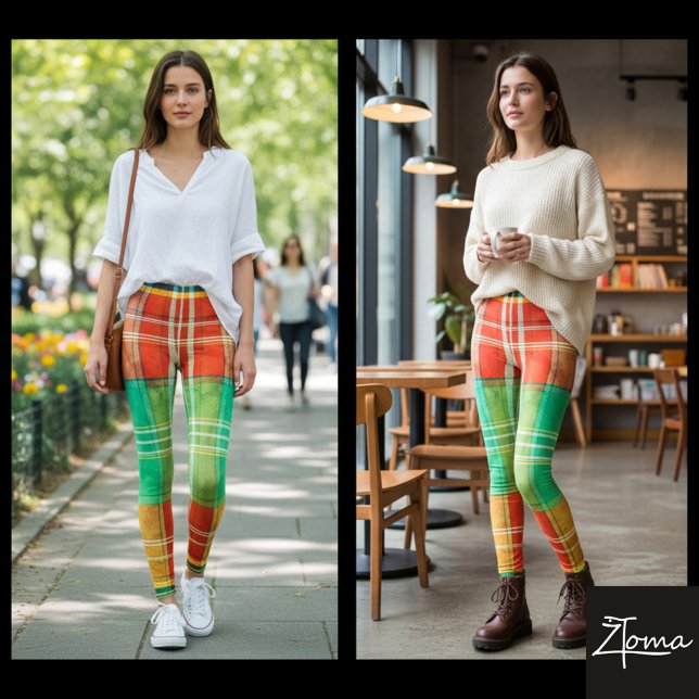 Watercolor Grunge Rainbow Plaid Tartan Texture Leggings (Von Creator hochgeladen)