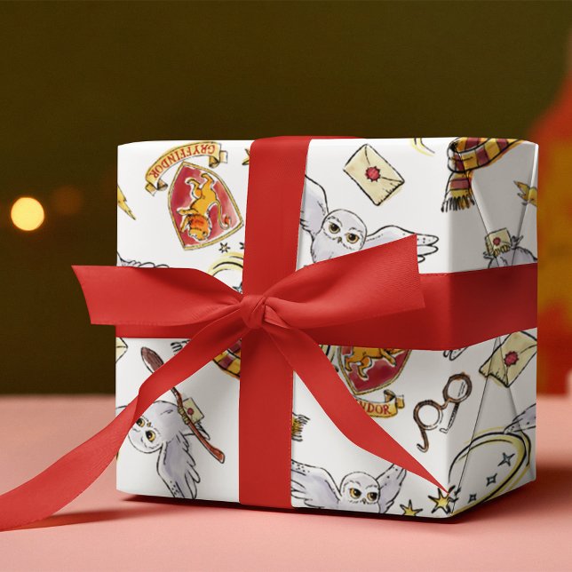 Watercolor GRYFFINDOR™ Hedwig-Muster Geschenkpapier Set (Wrapped gift)