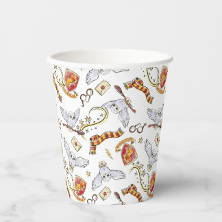 Watercolor GRYFFINDOR™ Hedwig-Muster Pappbecher