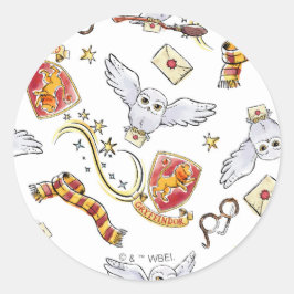 Watercolor GRYFFINDOR™ Hedwig Pattern Runder Aufkleber