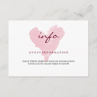 Watercolor Guest Information Card Begleitkarte
