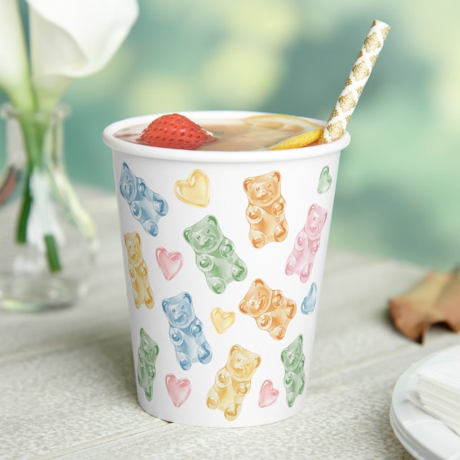 Watercolor Gummy Bears Baby Shower Pappbecher (Von Creator hochgeladen)