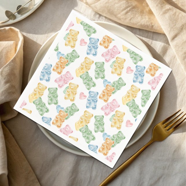 Watercolor Gummy Bears Baby Shower Serviette (Von Creator hochgeladen)
