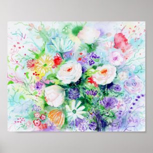 Watercolor-gute Stimmungs-Blumen 8x10 Poster