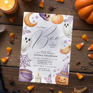 Watercolor Halloween Little Boo Babyparty Einladung
