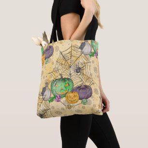 WATERCOLOR HALLOWEEN PUMPKINS WEBS CANDIES