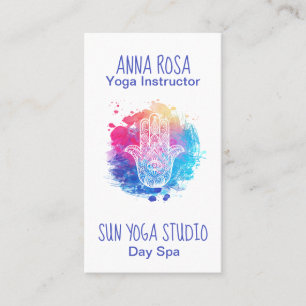 *~* Watercolor Hamsa Handyoga-Wellness-Center Visitenkarte