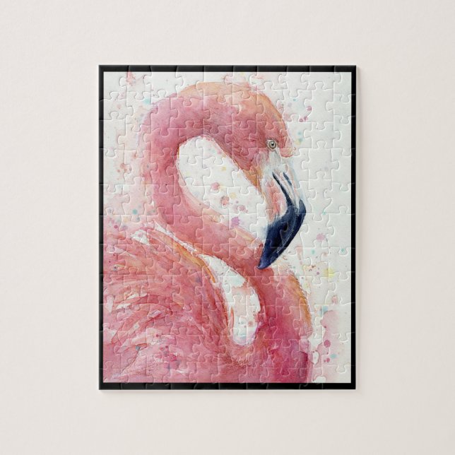 Watercolor Hand bemalt Flamingo Puzzle (Vertikal)