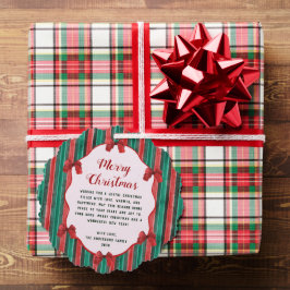 Watercolor Hand Drawn Bows Stripes Christmas Photo Ornament Karte