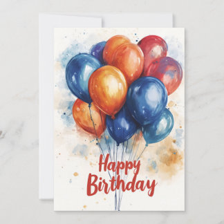 Watercolor Happy Birthday Balloons Geburtstag Einladung