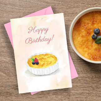 Watercolor Happy Birthday Creme Brûlée Karte