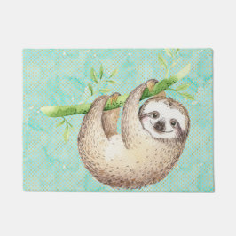 Watercolor Happy Sloth Fußmatte