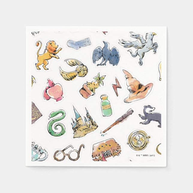 Watercolor Harry Potter Icons Serviette (Vorderseite)