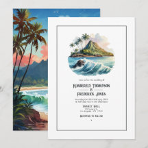 Watercolor Hawaii Hochzeit in Urlaubsort