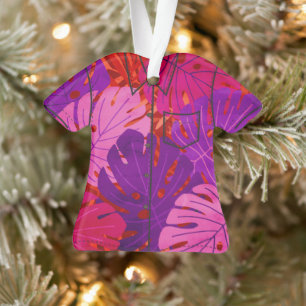 Watercolor Hawaiian Monstera Leaf Aloha Shirt Ornament