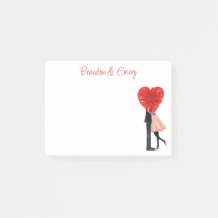Watercolor Heart Fashion Girl Couple Post-it Klebezettel