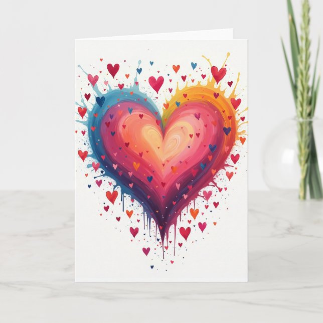 Watercolor Heart Love Card Karte (Vorderseite)
