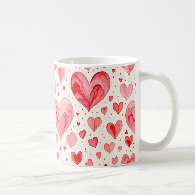Watercolor Heart Pattern  Kaffeetasse (Rechts)