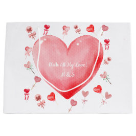 Watercolor Heart Valentine Gift Bag Große Geschenktüte