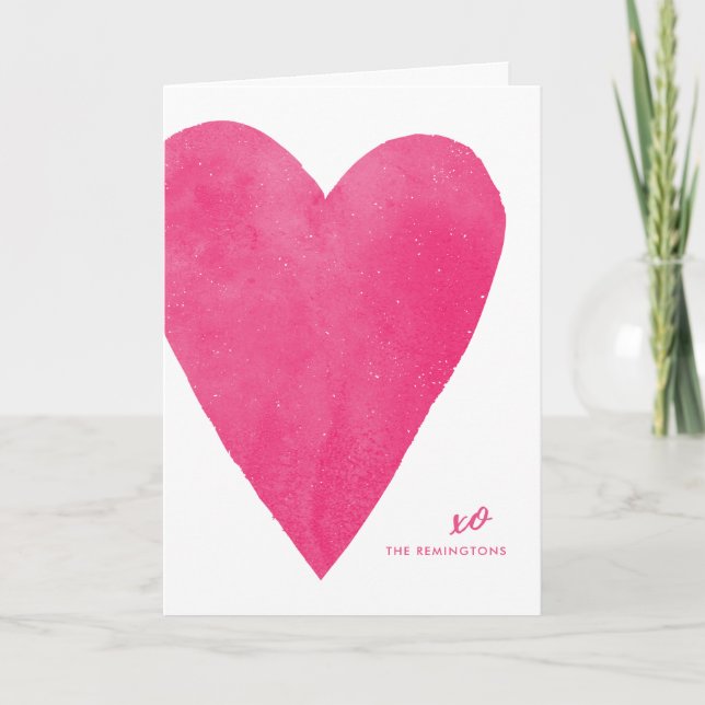 Watercolor Heart Valentine's Day Card - Rosa Karte (Vorderseite)