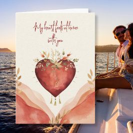 Watercolor Heart with Soft Florals and Warm Tones Feiertagskarte