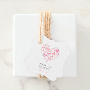 Watercolor Hearts Bow Baby Shower Gast vielen Dank Geschenkanhänger