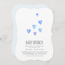 Watercolor Hearts Boy Baby Brunch Einladung