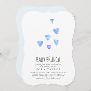 Watercolor Hearts Boy Baby Brunch Einladung